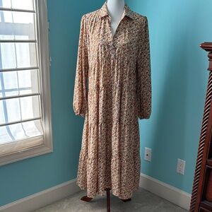 Umgee Sz L BOHO Floral Long Sleeve Maxi Dress NWOT